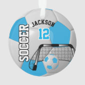 Baby Blue en White Soccer ⚽ Design Ornament (achterkant)