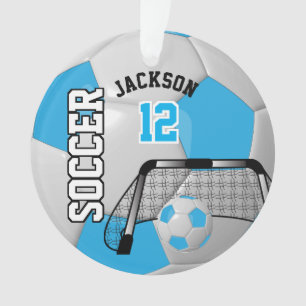 Baby Blue en White Soccer ⚽ Design Ornament