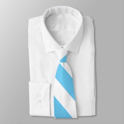 Baby Blue en White Striped Necktie Stropdas (Gebonden)