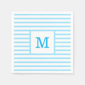 Baby Blue en White Stripes - aangepast monogram Servet (Voorkant)