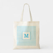 Baby Blue en White Stripes - aangepast monogram Tote Bag (Achterkant)