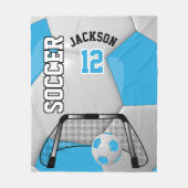 Baby Blue en White ⚽ Voetbal met DIY-tekst Fleece Deken (Voorkant)