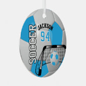 Baby Blue en White Voetbal Metalen Ornament (Voorkant Rechts)