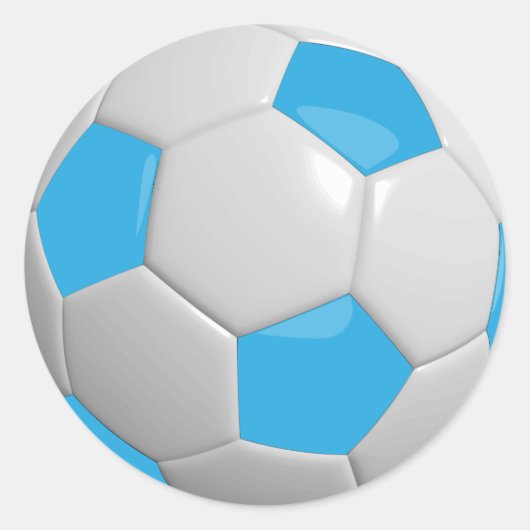 Baby Blue en White Voetbal Ronde Sticker (Voorkant)