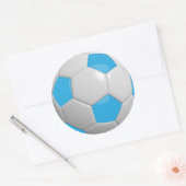 Baby Blue en White Voetbal Ronde Sticker (Envelop)