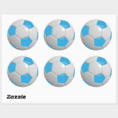 Baby Blue en White Voetbal Ronde Sticker (Vel)
