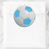 Baby Blue en White Voetbal Ronde Sticker (Tas)
