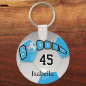 Baby Blue en White Voetbal Sleutelhanger (Achterkant)
