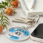 Baby Blue en White Voetbal Sleutelhanger (Voorkant Rechts)