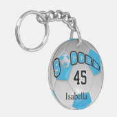 Baby Blue en White Voetbal Sleutelhanger (Voorkant Links)