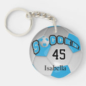 Baby Blue en White Voetbal Sleutelhanger (Voorkant)