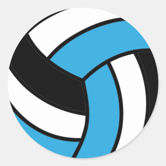 Baby Blue en White Volleyball Ronde Sticker (Voorkant)