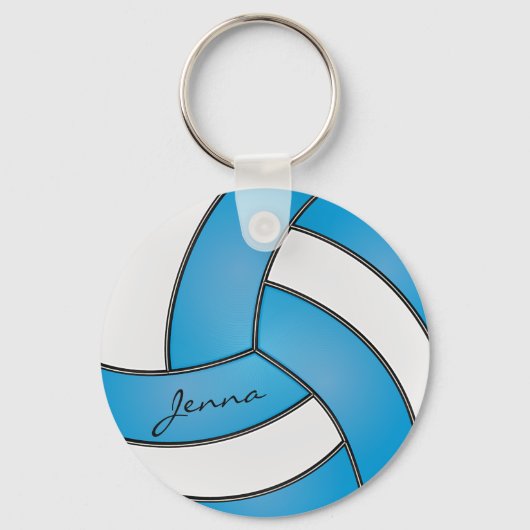Baby Blue en White Volleyball Sleutelhanger (Voorkant)