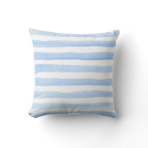 Baby Blue en Witte Waterverf Horizonaal Gestreepte