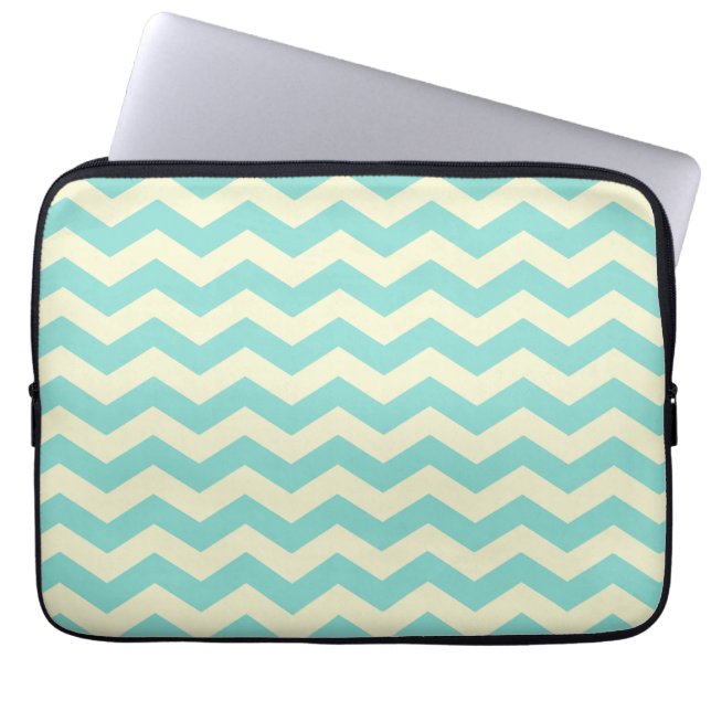 Baby Blue en Yellow Zig Zag Pattern Laptop Sleeve (Voorkant)