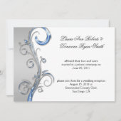 Baby Blue en Zilver Sierlijk Na Huwelijk Kaart (Voorkant)