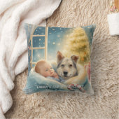 Baby & Blue-Eyed Pup Christmas Pillow Kussen (Deken)