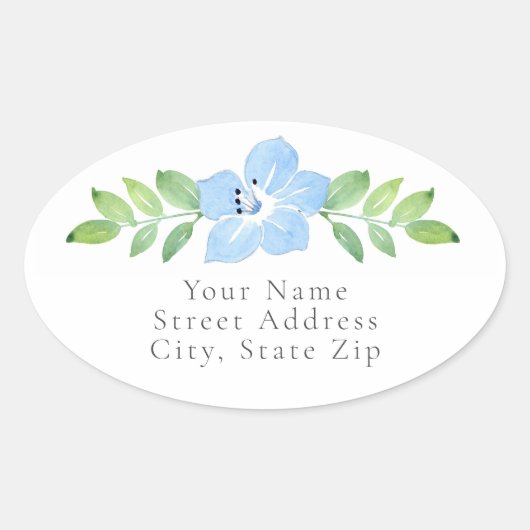 Baby Blue Eyes Waterverf Floral Swag labels (Voorkant)