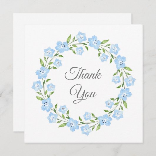 Baby Blue Eyes Waterverf Floral Wreate Bedankkaart (Voorkant / Achterkant)