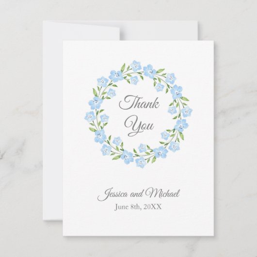 Baby Blue Eyes Waterverf Floral Wreate Bedankkaart (Voorkant)