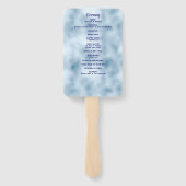 Baby Blue Faux Glitter en Folie Trouwprogramma Handwaaier (Achterkant)