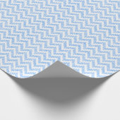 Baby Blue Faux Glitter en White Ikat Chevron Cadeaupapier (Hoek)