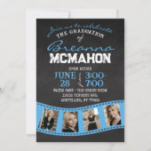 Baby Blue Filmstrip Chalkboard Afstudeerder Invita Kaart (Voorkant)