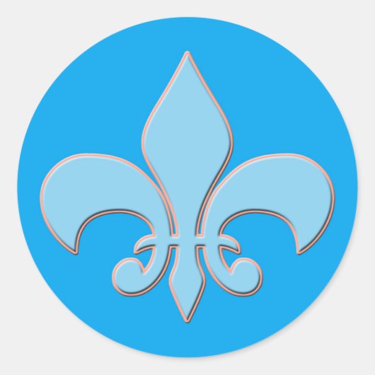 Baby Blue Fleur-de-lis Ronde Sticker (Voorkant)