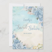 Baby Blue Floral Beach Pampas Sweet 16 Birthday Kaart (Achterkant)