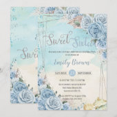 Baby Blue Floral Beach Pampas Sweet 16 Birthday Kaart (Voorkant / Achterkant)