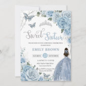 Baby Blue Floral Butterflies Princess Sweet 16 Kaart (Voorkant)
