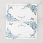 Baby Blue Floral Butterflies Quinceañera Birthday Plaatskaartje (Buitenkant ongevouwen)