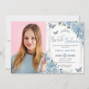 Baby Blue Floral Butterflies Sweet 616th in Kaart