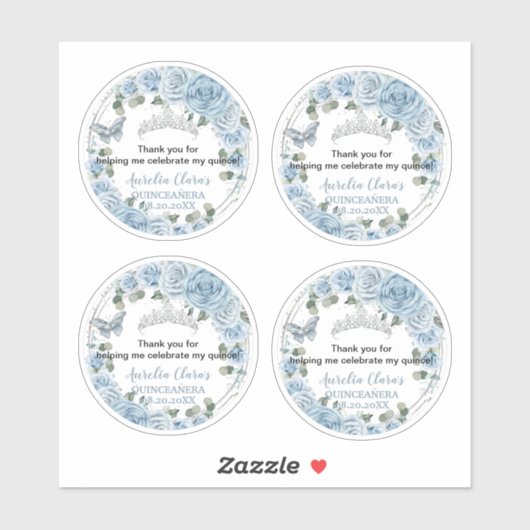 Baby Blue Floral Butterflies Transparante Stickers (Vel)