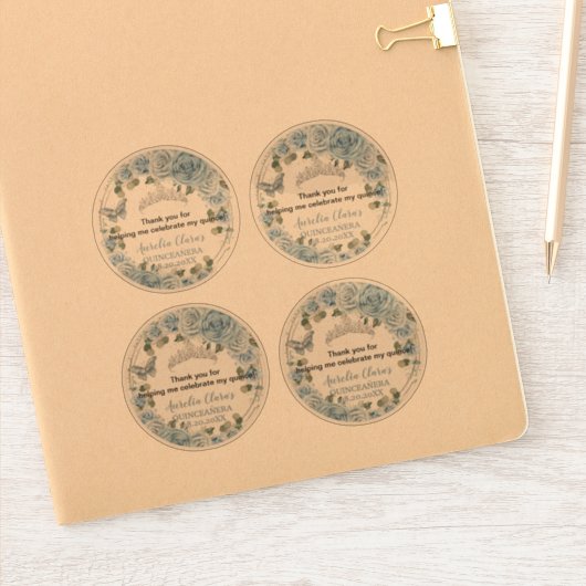 Baby Blue Floral Butterflies Transparante Stickers (Notitieboek)