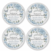 Baby Blue Floral Butterflies Transparante Stickers (Voorkant)