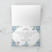 Baby Blue Floral Cinderella Quinceañera Verjaardag Bedankkaart (Binnen)