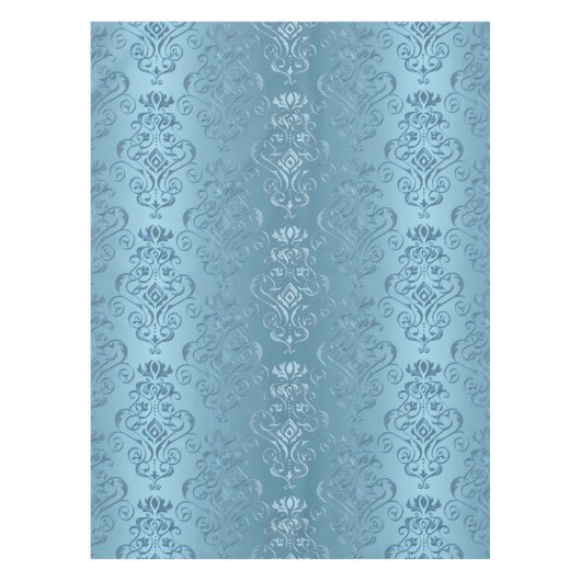 Baby Blue Floral Damask Tafelkleed (Voorkant)