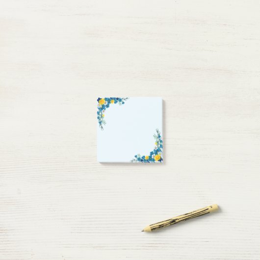 Baby Blue Floral Dream Post-it® Notes (Op bureau)