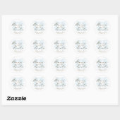 Baby Blue Floral Flourish Wedding Save the Date Ronde Sticker (Vel)