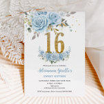 Baby Blue Floral Gold Sweet 16 Zestien Verjaardag Kaart<br><div class="desc">Personaliseer deze elegante baby blauwe bloemen Sweet 16 verjaardagsuitnodiging met uw eigen formulering gemakkelijk en snel. Klik gewoon op de knop Bewerken met ontwerpgereedschappen om de tekst, de tekst, de tekst, de tekenstijl, de tekengrootte, de tekenkleur verder te bewerken, meer tekst toe te voegen, bepaalde afbeeldingen te verplaatsen of te...</div>