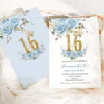 Baby Blue Floral Gold Sweet 16 Zestien Verjaardag Kaart<br><div class="desc">Personaliseer deze elegante baby blauwe bloemen Sweet 16 verjaardagsuitnodiging met uw eigen formulering gemakkelijk en snel. Klik gewoon op de knop Bewerken met ontwerpgereedschappen om de tekst, de tekst, de tekst, de tekenstijl, de tekengrootte, de tekenkleur verder te bewerken, meer tekst toe te voegen, bepaalde afbeeldingen te verplaatsen of te...</div>