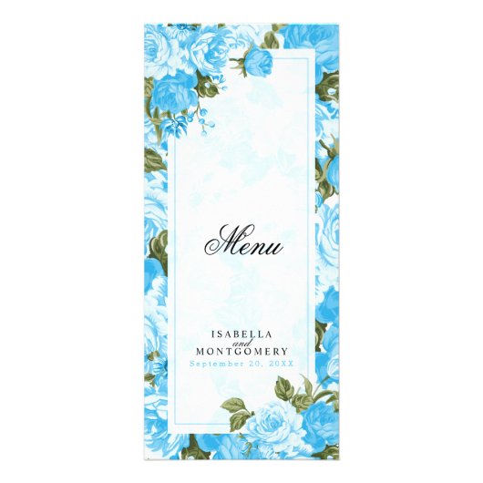 Baby Blue Floral-ontwerp - Menu (Voorkant)