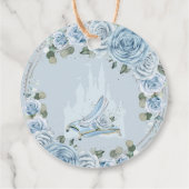 Baby Blue Floral Princess Castle Glass Slipper Bedankjes Labels (Achterkant)