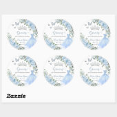 Baby Blue Floral Princess Dress Silver Quinceañera Ronde Sticker (Vel)