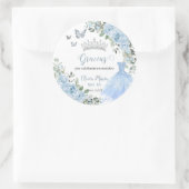 Baby Blue Floral Princess Dress Silver Quinceañera Ronde Sticker (Tas)