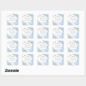 Baby Blue Floral Princess Dress Silver Quinceañera Vierkante Sticker (Vel)