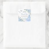 Baby Blue Floral Princess Dress Silver Quinceañera Vierkante Sticker (Tas)