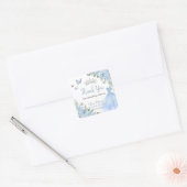 Baby Blue Floral Princess Dress Silver Quinceañera Vierkante Sticker (Envelop)