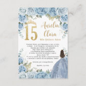 Baby Blue Floral Princess Quinceañera Gebed Kaart (Voorkant)
